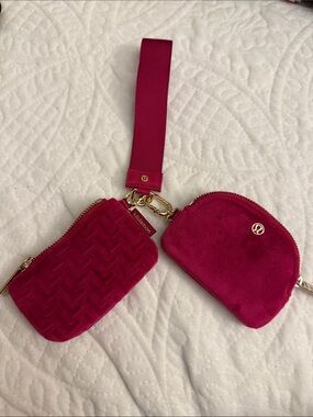 Lululemon Pink Velvet Wristlet Duo Keychain